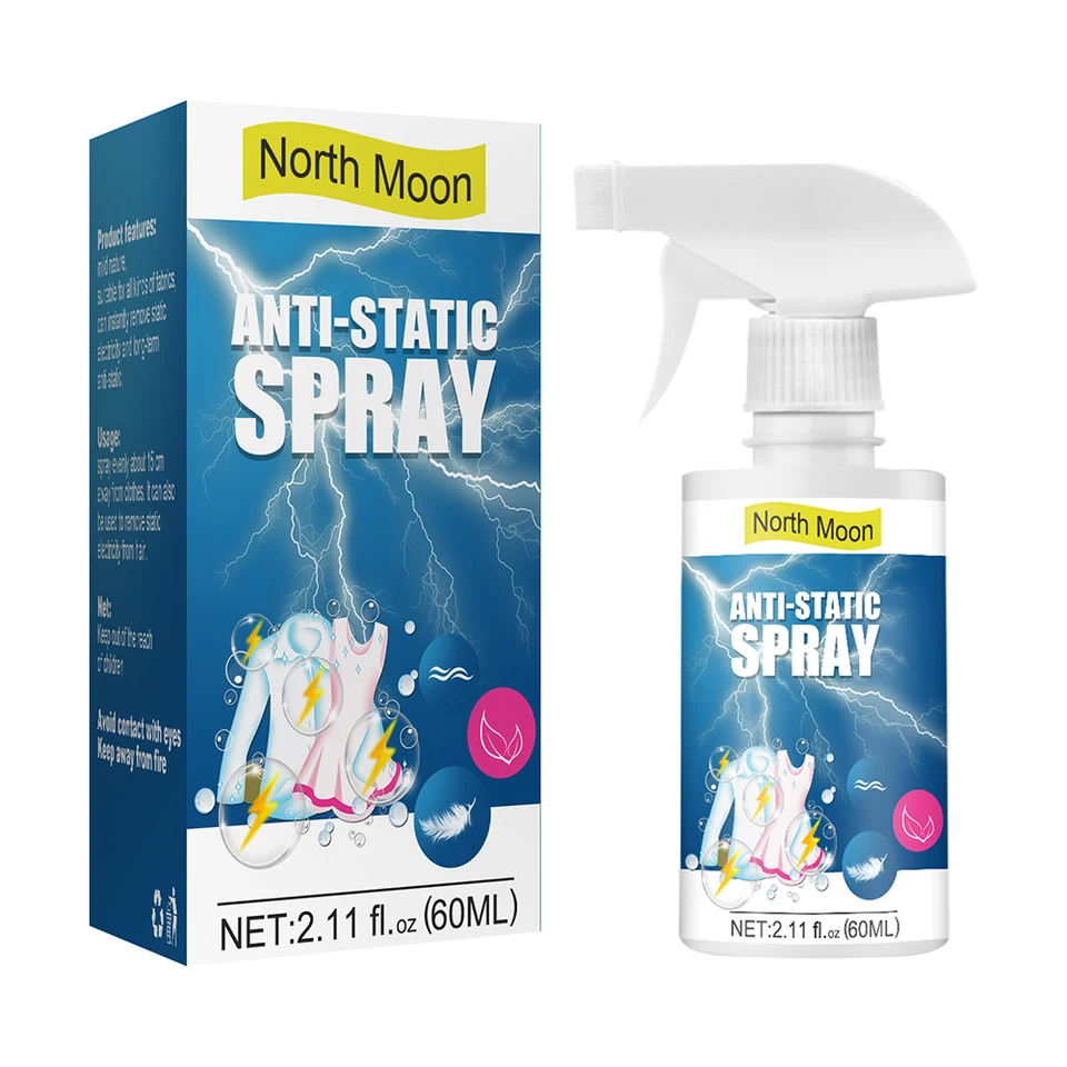 60 ml statického odpruženia Remover Antistic Static Spray Odstráňte statické domáce antistatické sprejové odevné odevy Dodávky pre oblečenie