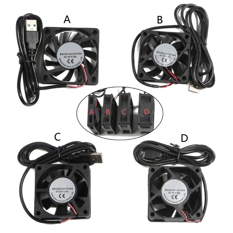 60 mm USB Brush bez chladiaceho ventilátora DC 5V Tichý chladiaci ventilátor 6010 6010 6020 6025 Mini počítačový ventilátor pre malé spotrebiče série