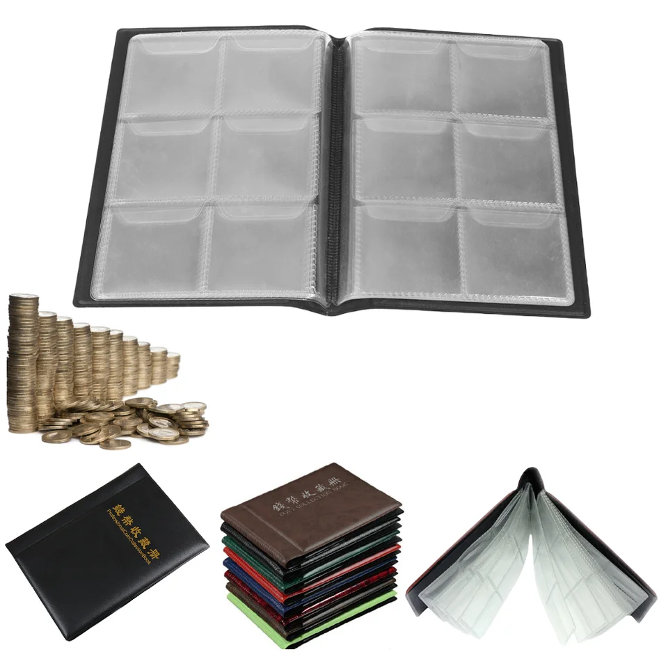 60 vreckových držiteľov mincí Zhromažďovanie skladovacích albumov Zbierka Coliny Supplies Book Držiteľ meny Zhromažďovanie albumu Random Color