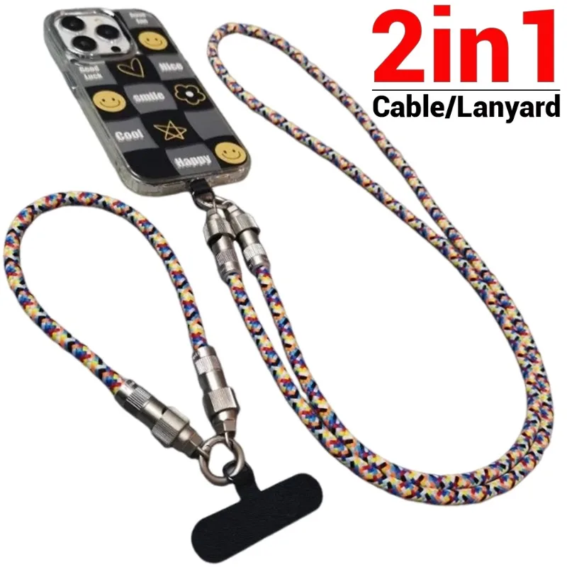 60 W rýchle nabíjanie USB Typ C Káble 2 v 1 Multifunkčný telefónny pásik prenosných nabíjačiek pre iPhone 15 Samsung