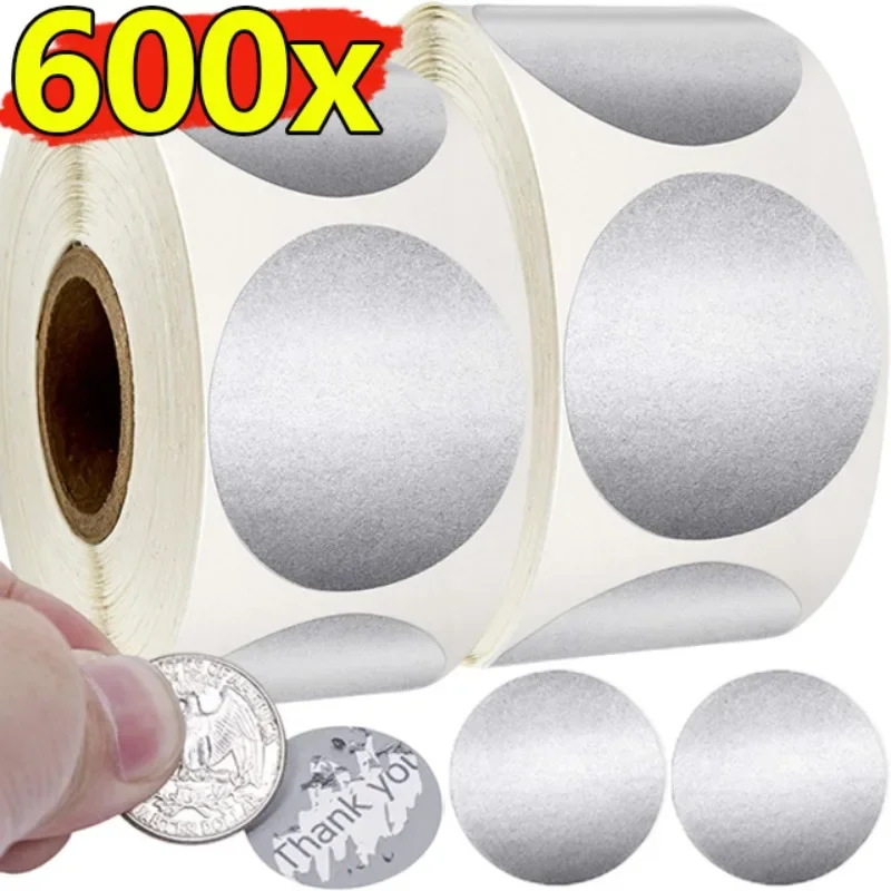 600/300ks poškriabanie nálepiek na okrúhly tvar štítky Nálepky Zlato striebro DIY ručne vyrábané hry Scratcher Sticker Party Supplies