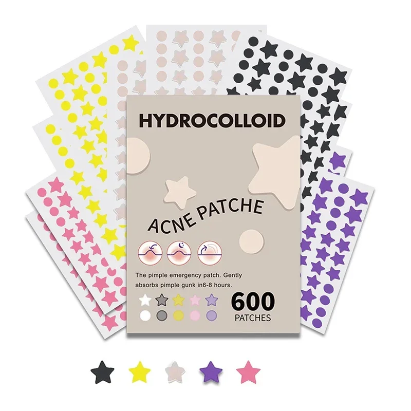 600 ks/set Star Pimple Patch akné farebné neviditeľné nálepky na odstraňovanie akné na starostlivosť o pleť na čelo