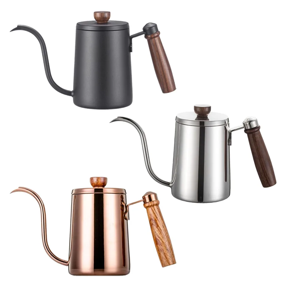 600 ml z nehrdzavejúcej ocele Coffee Pot Gooseneck s vekom pre vrcholy