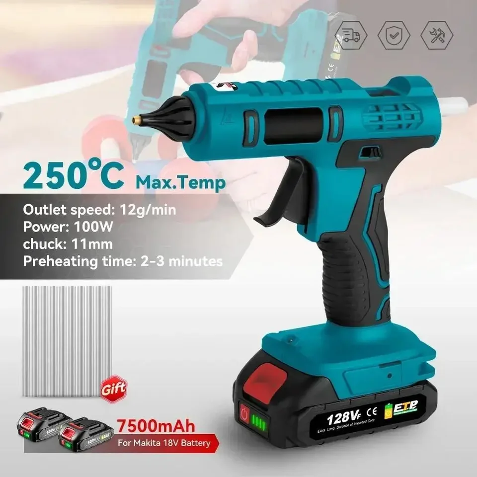 600 W 260 ° Horúcu lepiacu pištoľ pre vysokorýchlostné pištoľ pre Makita 18V batérie pre umenie a DIY Tepelné opravy nástroja Elektrická horúca tavenina lepidlá Glue Gun