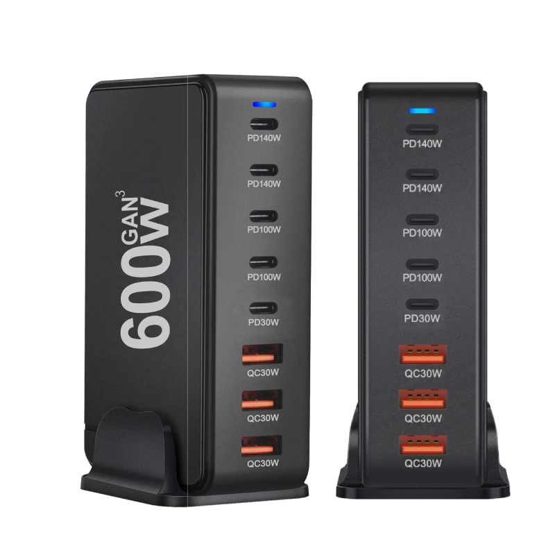 600 W Gan Desktop Charger 8-Port USB PD nabíjačka Quick Charger 3.0 USB Typ C Rýchla nabíjačka Mobilná nabíjačka USB pre iPhone 16 MacBook