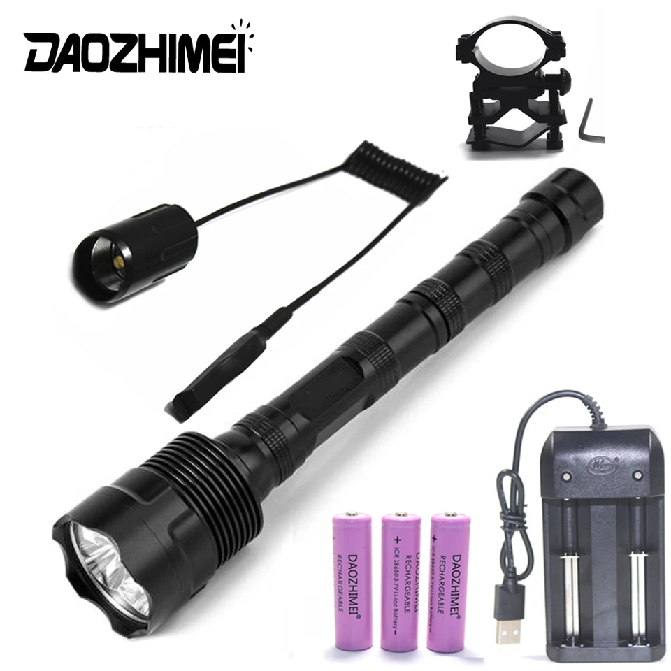 6000 lumens Výkonná 3T6 poľovnícka baterka 5 Režim taktické LED Flash Light Torch+18650 nabíjačku batérií+diaľkový spínač Gun Moner