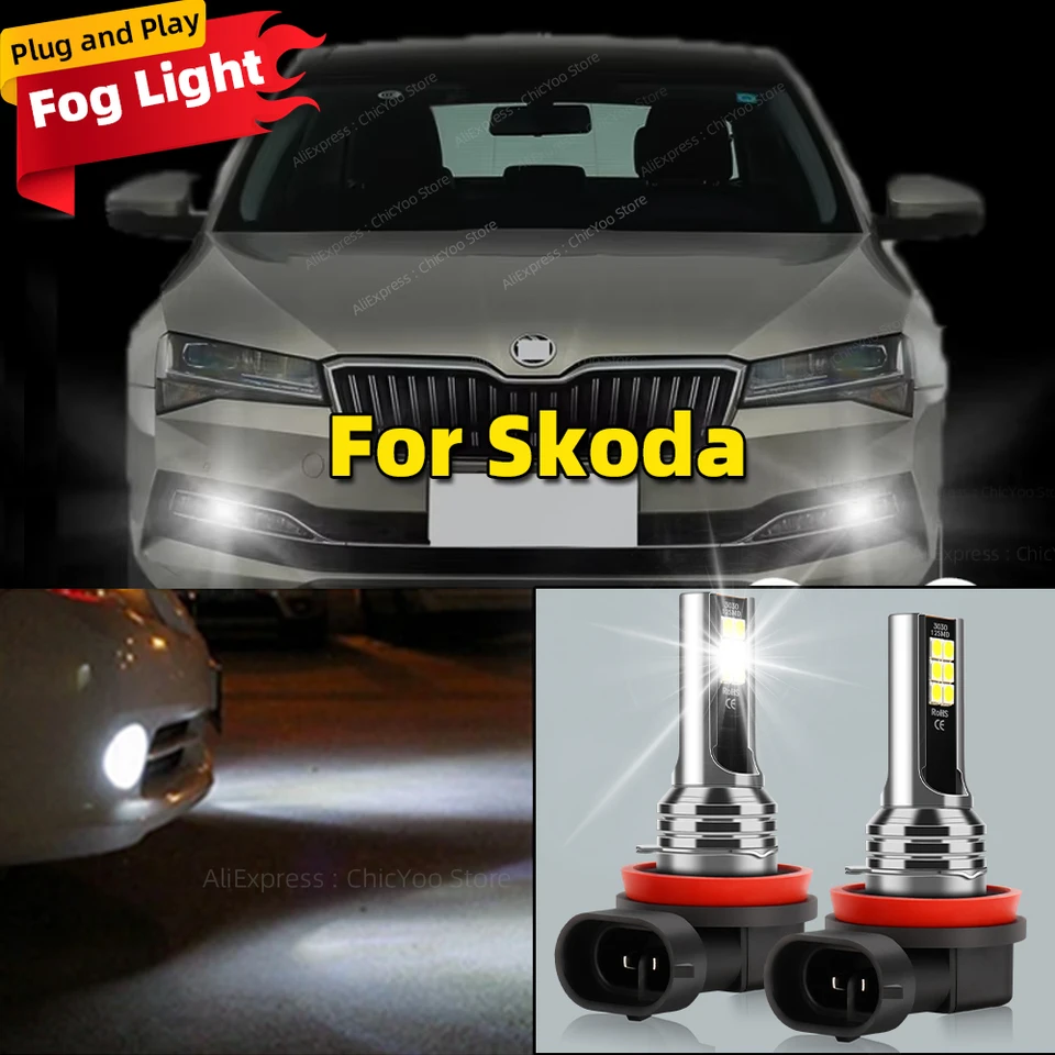 6000K predné hmlové svetlo LED žiarovky LAMP pre SKoda Fabia Superb 2 3 Octavia A5 A5 Rapid Scala Yeti Kodiaq Karoq Kamiq