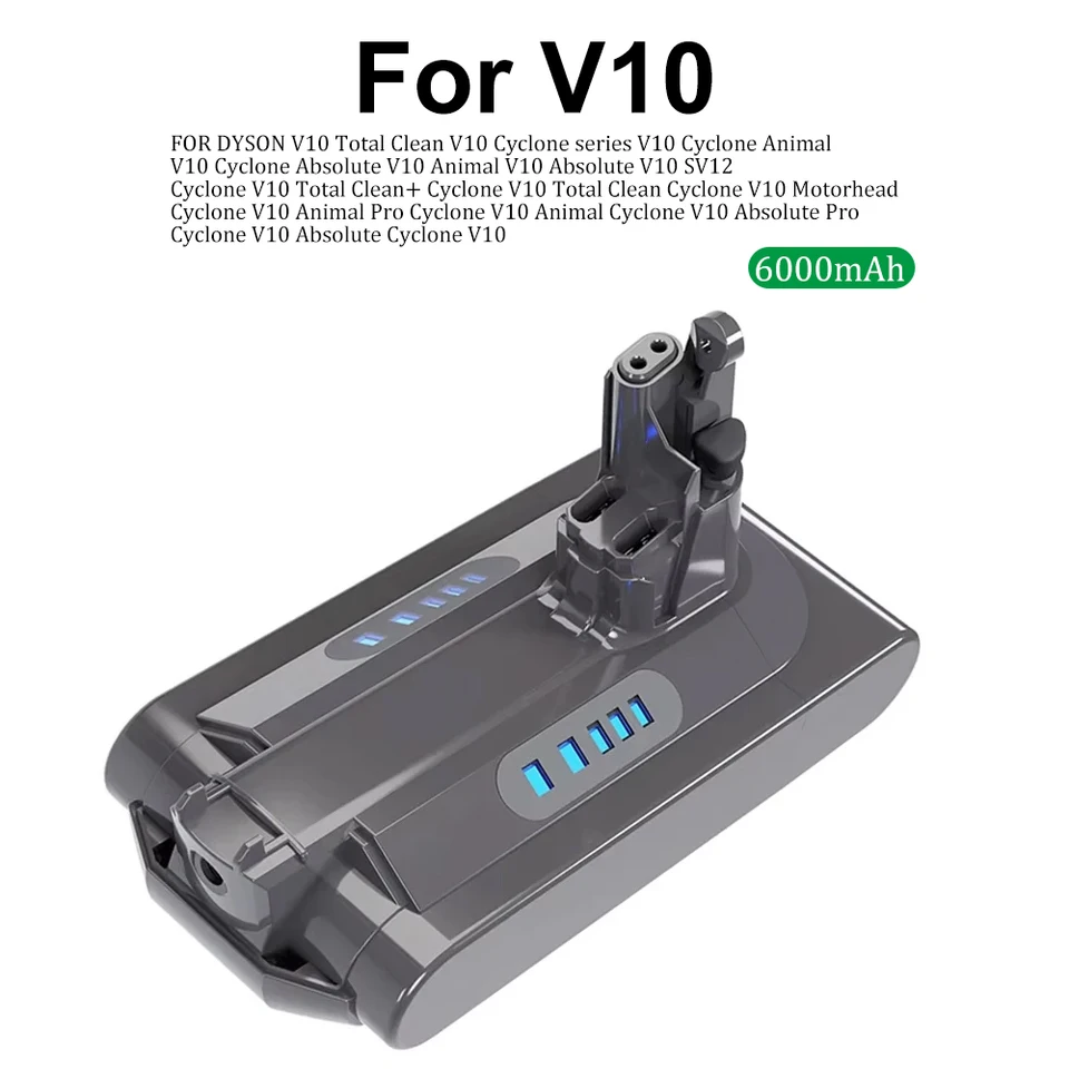 6000MAH SV12 25,2V 6.0AH batéria pre Dyson V10 Absolute V10 Fluffy Cyclone Battery Battery Ruckeler Vysávač náhradný batéria