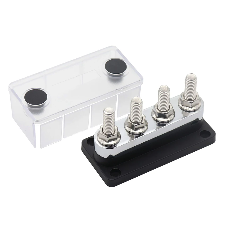 600A Distribučný blokový blok BOUS BOUS 4 x 3/8 stĺpiky 48 V DC BUSBAR Box Terminál Terminál Terminály Škatuľa