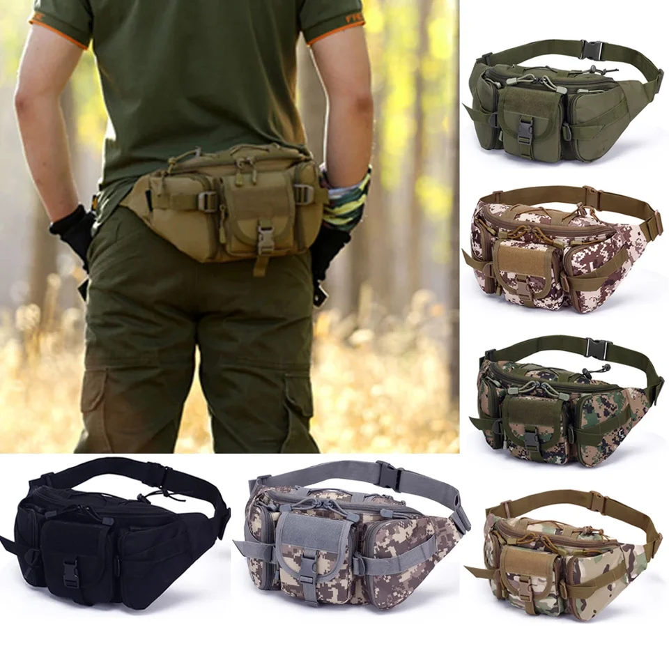 600D Nylon vodotesná taktická taška v taške vojenský šport Fanny Pack Outdoor Cycling Fishing Nastaviteľné vrecko na zadok bumový pás