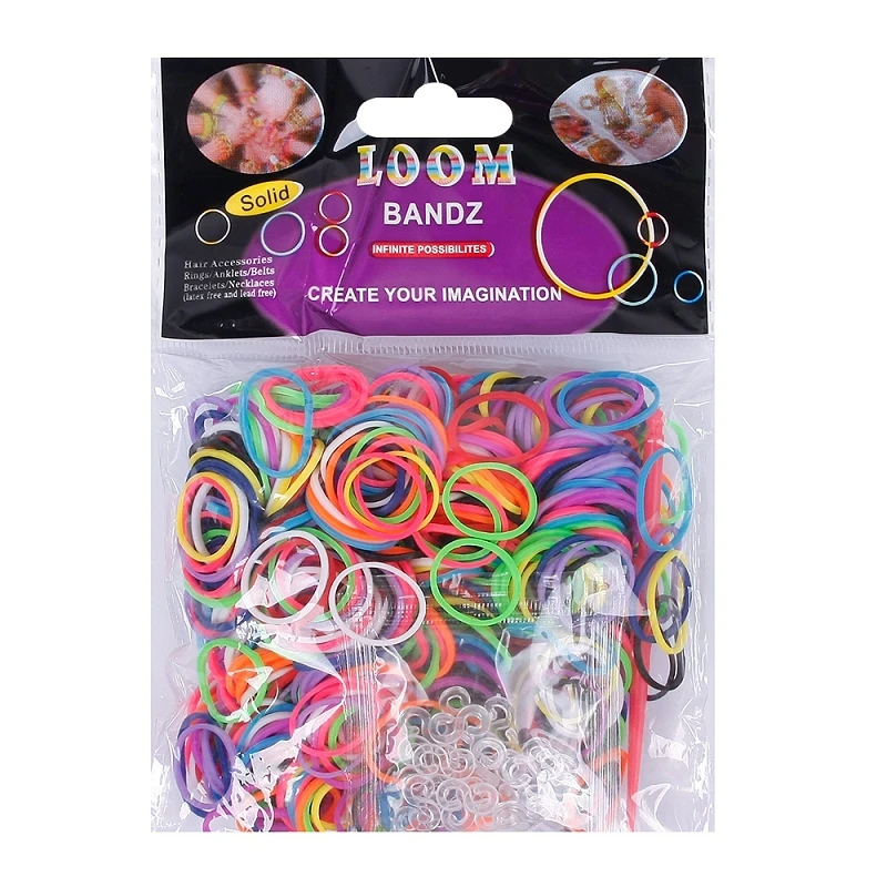 600ks/taška Gumový pás Rôzne farby Gumové elastické tkáčske pásky náramok 24 Clips 1 Hook DIY Multicalour náramky pre ženy