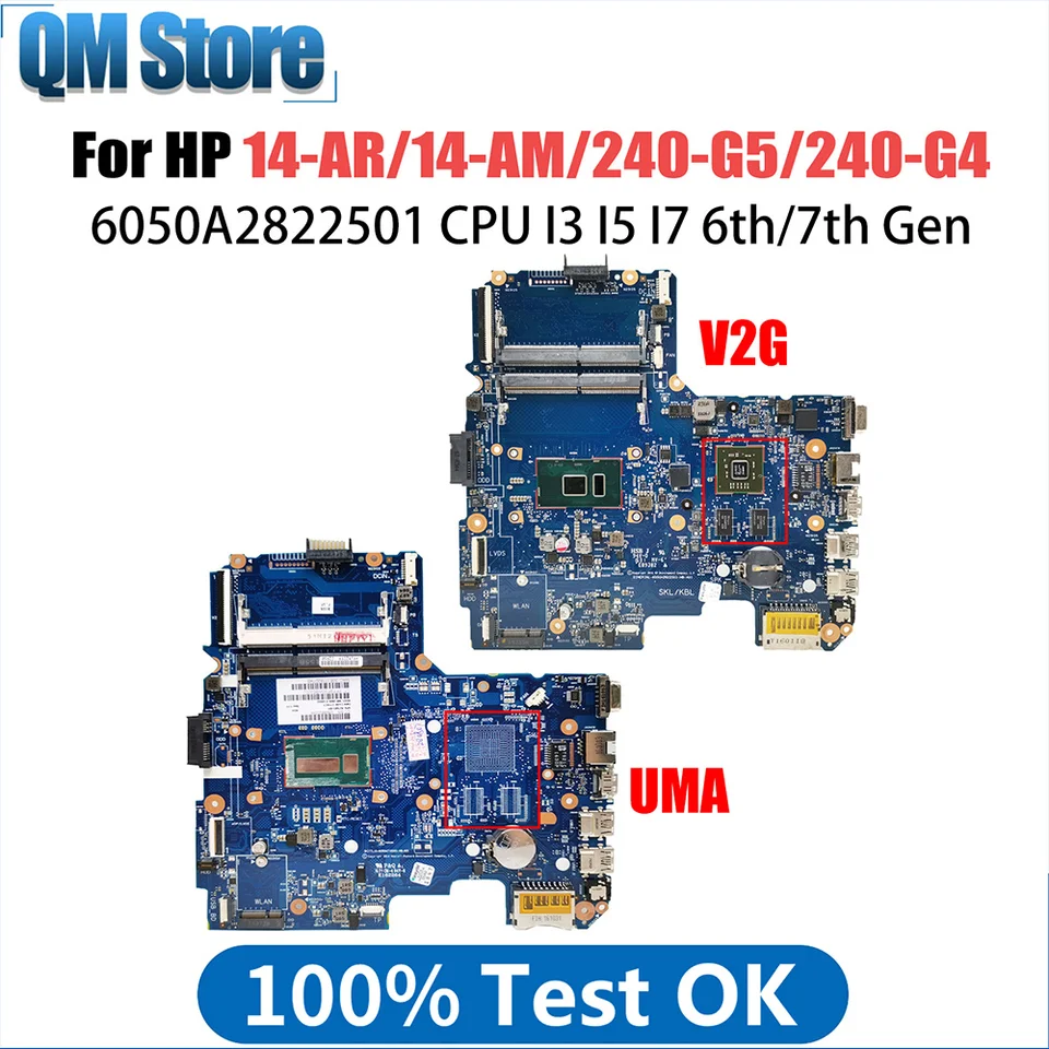 6050A2822501 HEACBOARD pre HP Pavillion 14-AM 14-AR 14-AC 240 G5 LAPTOB so základnou doskou s I3 i5 I7 5.-6. GEN CPU V2G
