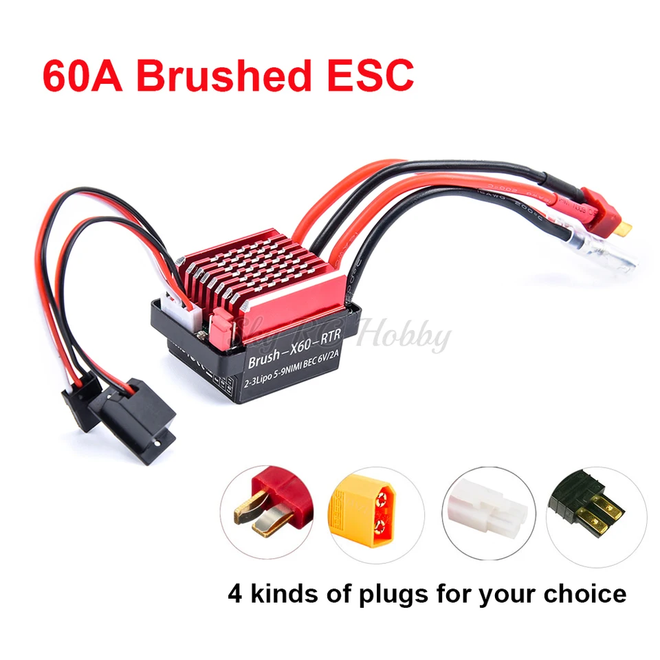 60A Brushed ESC Electric Speed ​​Controller 6v/2a BEC pre 1/10 RC Car TRX TRX4 TRX6 TRX6 D90 HSP REDCAT 4WD Monster Crawler Truck Monster Crawler