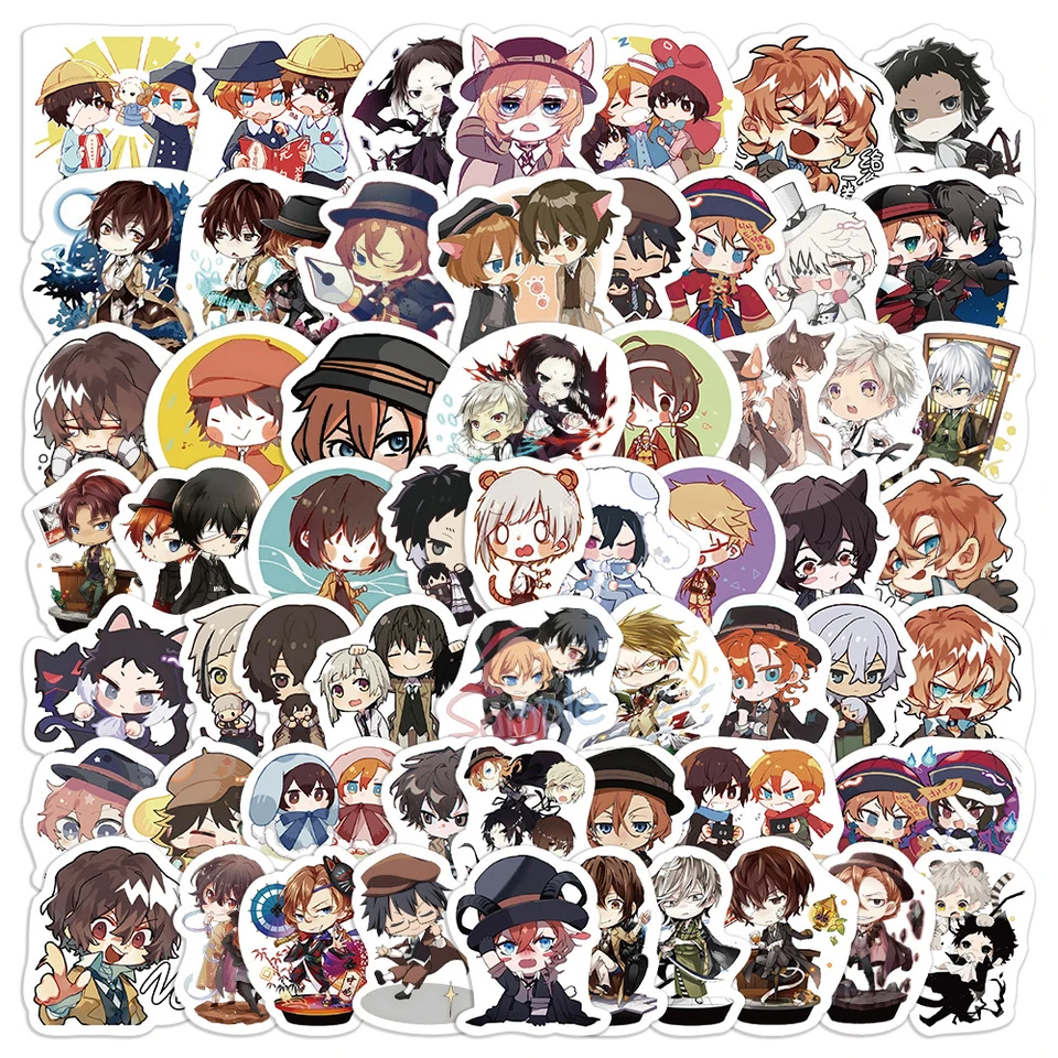 60ks Bungo Stray Dogs Stickers Dazai Osamu Nakahara Chuuya Gogol DIY Nálepky Nálepky pre notebook Skateboard