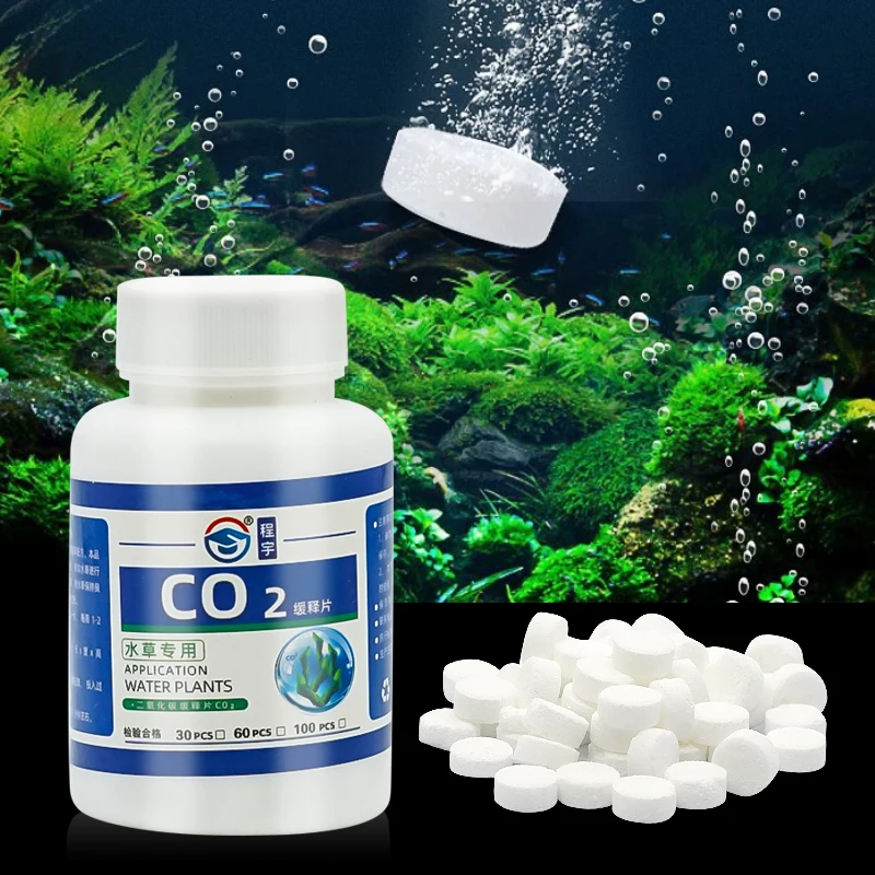 60ks CO2 Tablet Water Grass Aquarium Rastliny Vodný list Float Grass CO2 CO2 Plátky oxidu uhličitého