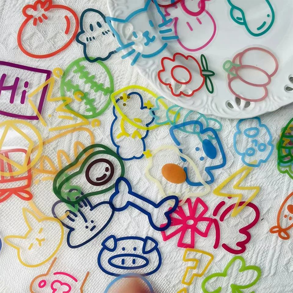 60ks farebné nálepky nálepky karikatúry Elementy dekorácia laptop zošitaj denník DIY Guitar Organizátor Organizátor vodotesné nálepky