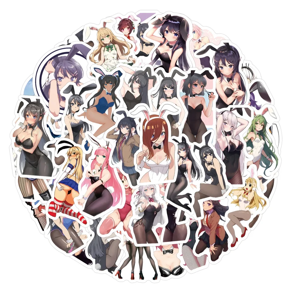60ks hentai anime sexy dievčatá nálepky zajačiky pre dospelých pre domácich majstrov batožina motocykel automobil waifu nálepky graffiti obtisky