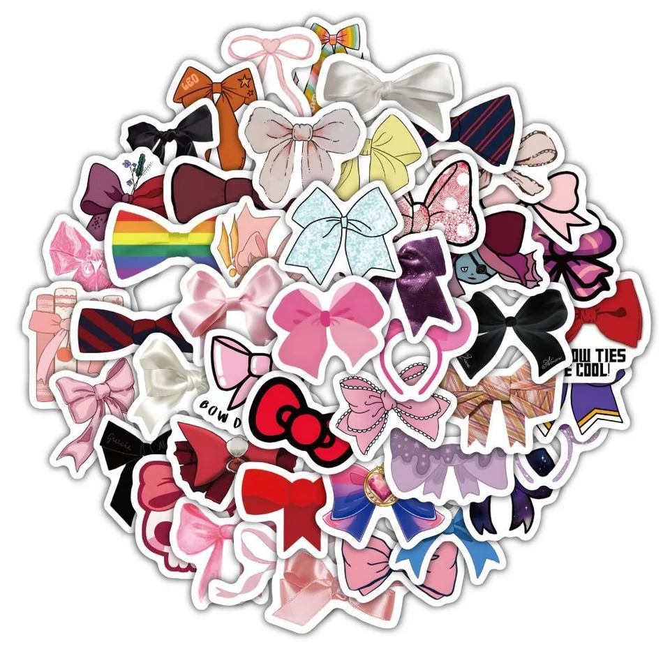 60ks/set Cute Pink Princess Ins Style Knotbows Graffiti Stickers Notebook Telefón puzdro kufor