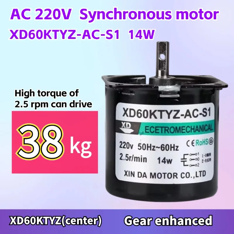 60KTYZ AC 220V 5RPM 2,5 orpm 10 orpm 15 orpm 14 W 110 orpm