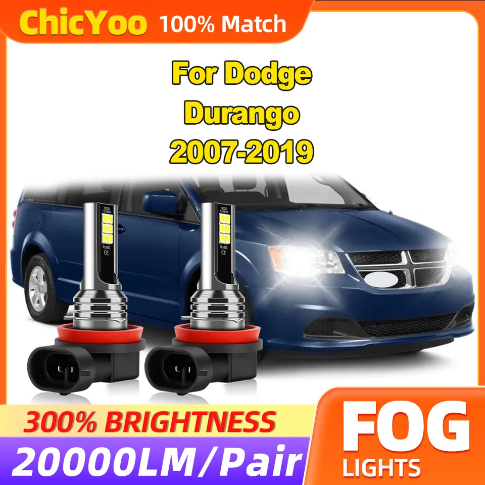60W Canbus Fog Lights 20000LM Super Bright LED hmlové žiarovky 12v 6000k biela pre Dodge Durango 2007-2014 2015 2016 2017 2017 2018 2018 2019