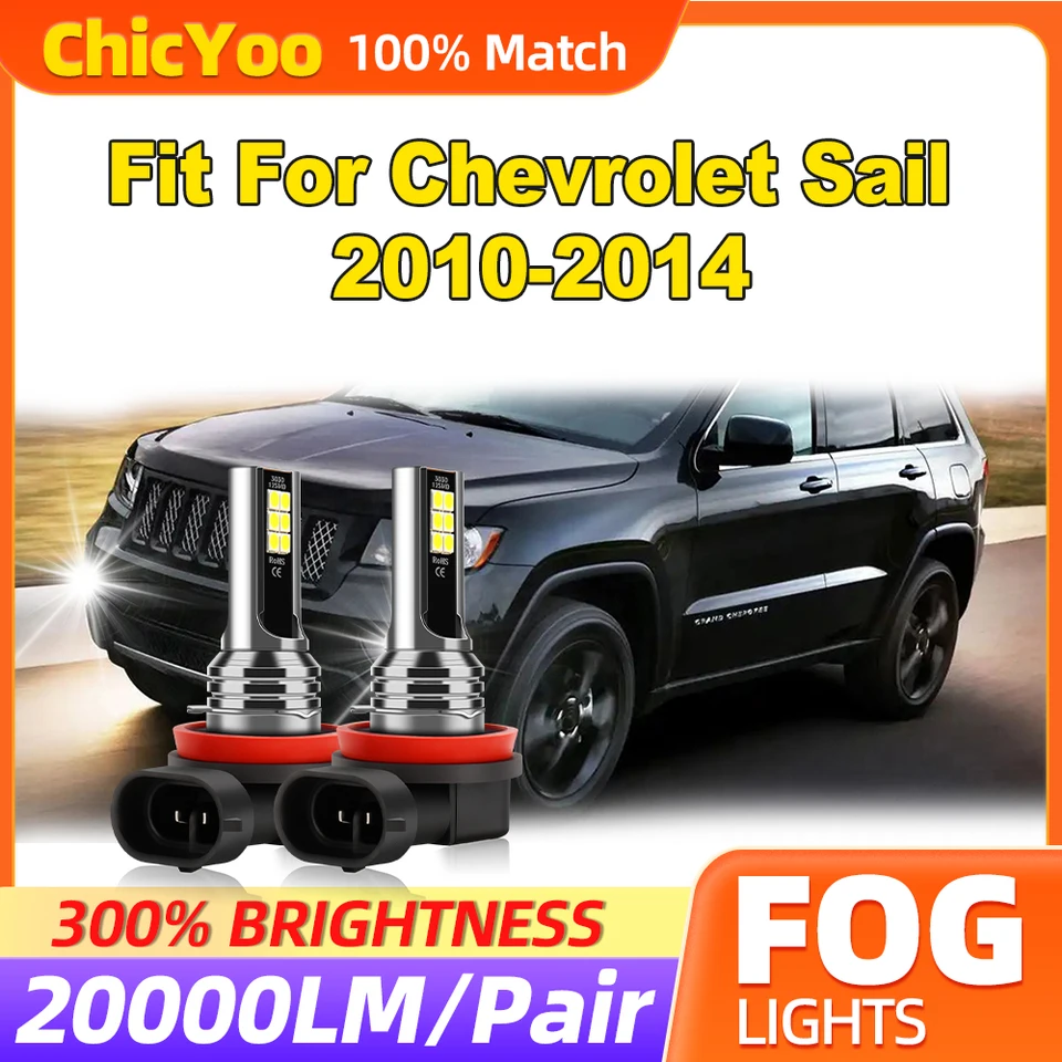 60W CSP Chips FOG LAMPS 20000LM LED FOG Lights 6000K WHITE 12V Plug and Play Fit for Chevrolet Say 2010 2012 2012 2013 2014