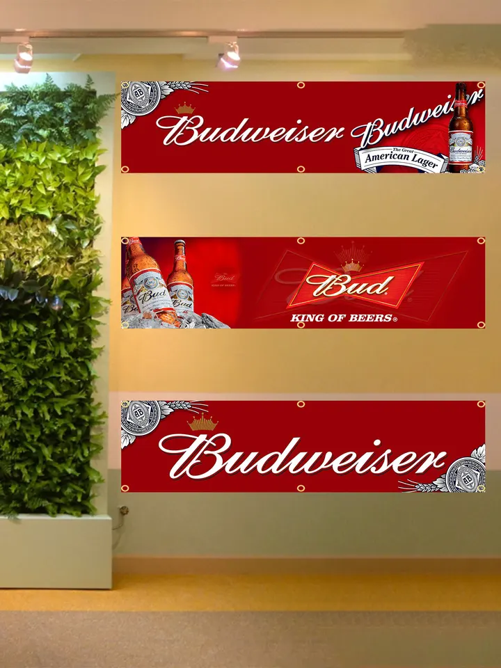 60x240cm Budweiser King of Bess Flag Banner Tapestry Polyester tlačená vlajková garáž alebo vonkajšia lehota na dekoráciu