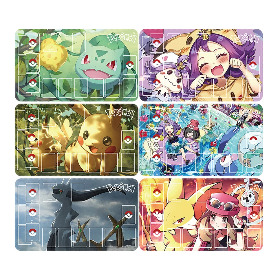 60x35cm Nová karikatúra Pokemon Bulbasaur Lucario Ptcg Battle Card Table Mat Pikachu Cool pre jedného hráča Battle Game Mat Darček