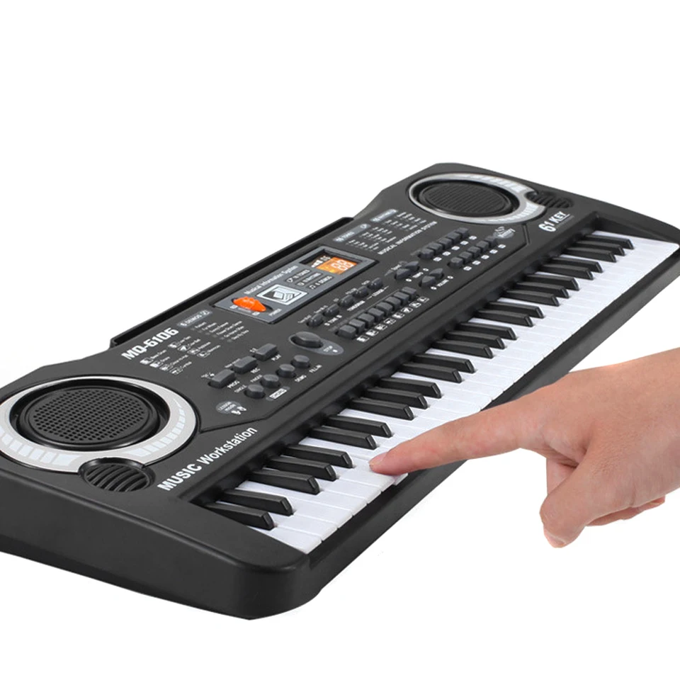 61 klávesov klavír Digitálna hudba Elektronická klávesnica Klávesnica čierny elektrický klavírny darček s mikrofónnou klávesnicou nástroja Hot!