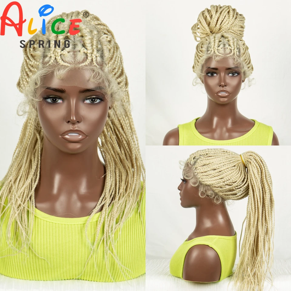 613 Blonde High cop opletená parochne Syntetické čipky predné spletené parochňa pre ženy pre ženy bez uzla Cornrow Twist Braiding Vlasy Vlasy