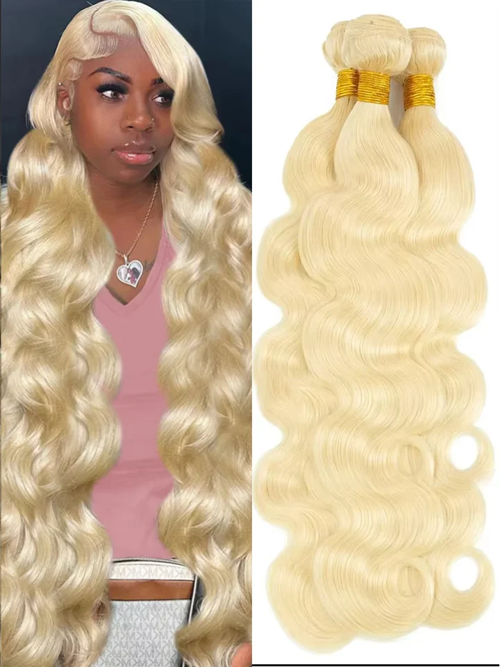 613 Blonde kučeravé zväzky Body Wave Bundles Surové vlasy 100% ľudské vlasy Brazílsky zväzok väzby na vlasy 3/4 ks ľudské vlasy panenské zväzky