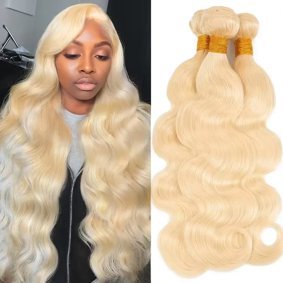 613 zväzky tela vlny 28 30 32inch Honey Blonde 100% ľudské vlasy priehľadné predlžovanie 3/4 zväzky Vlasy pre brazílsku Wome
