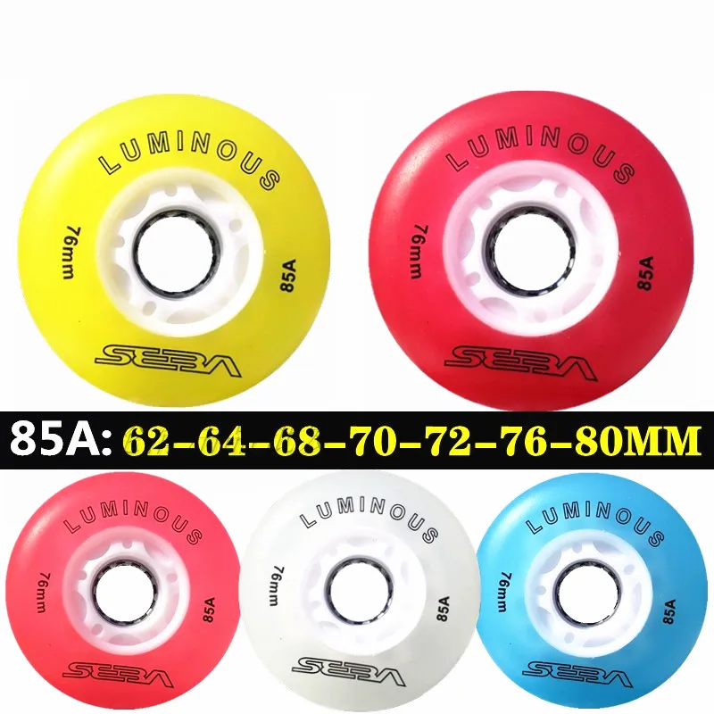 [62 64 68 70 72 76 80 mm] Pôvodné 100% LED osvetlenie SEBA Inline korčule kolesá Kid's Luminous Slalom Roller Blikajúce pneumatiky