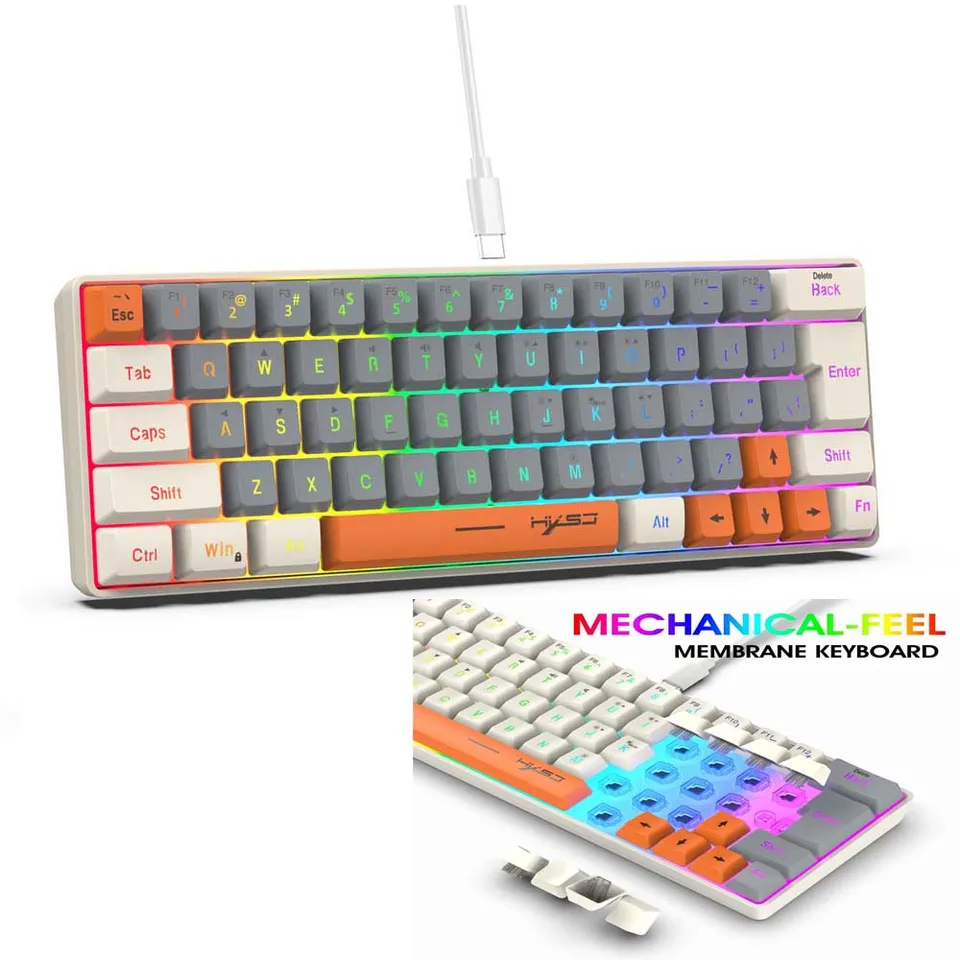 63 Kláves Mechanická klávesnica Multi Colors Keycaps RGB Typ podsvietenia typu C káblová herná klávesnica počítač PC Klávesnica prenosného počítača
