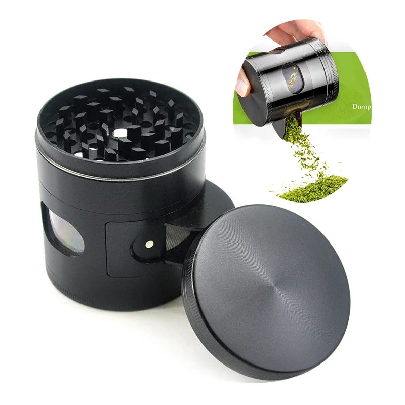 63 mm Zinok zliatiny tabaku Grinder 4-vrstvové bylinkové korenie brúska s peľovým škrabkou úložnú skrinku