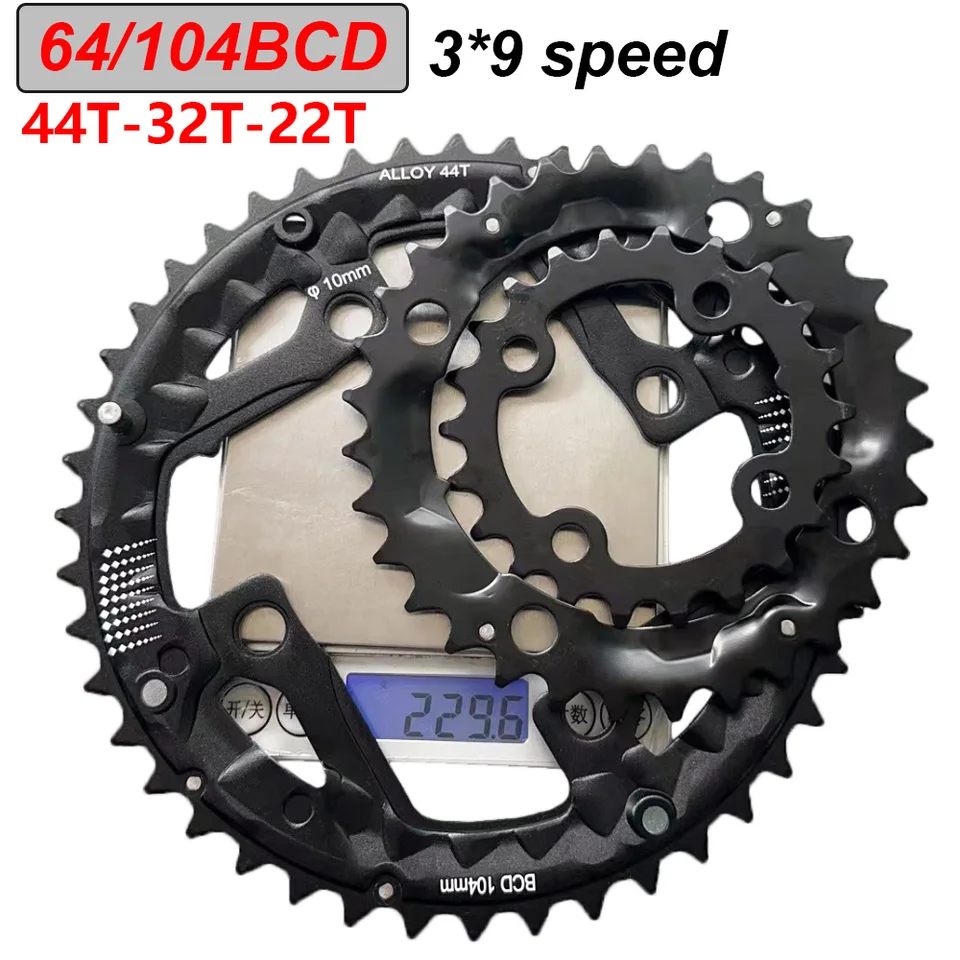 64/104 BCD MTB Raining 3*9S 27 Speed ​​22T 32T 44T Bicycle Trojitá reťaze