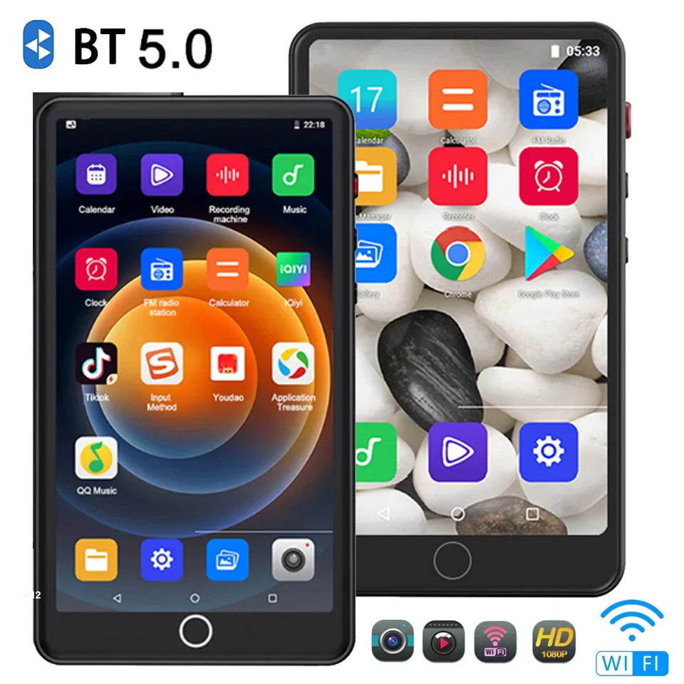 64-32 GB fotoaparát mp3 prehrávač Bluetooth 5.0 WiFi Android Touch Screen Hifi Music Voice Video Video MP4 prehrávač HD 1080p IP obrazovky IPS