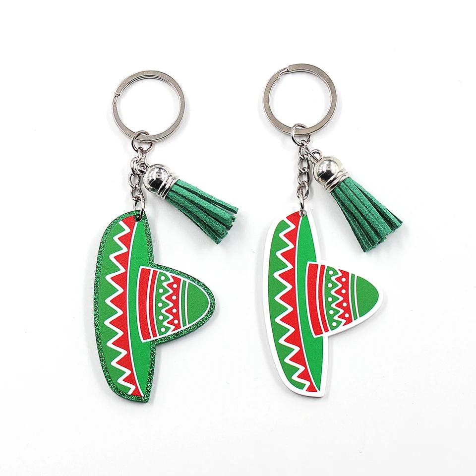65 mm akrylový mexický klobúk Klávesnica, darčekový lesk Acryl Keychain