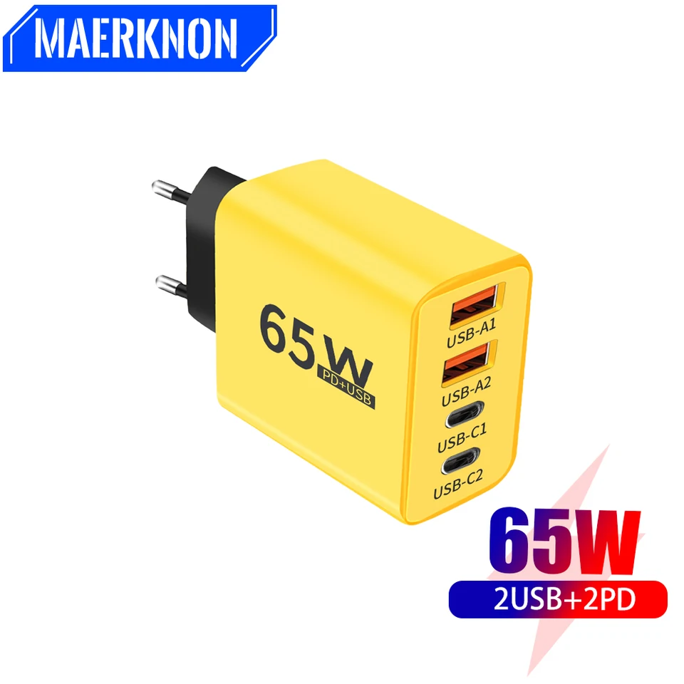 65W PD USB Charger 4 Ports Rýchle nabíjanie rýchleho nabíjania.0 nabíjačku nabíjačku pre iPhone15 Samsung Huawei Xiaomi USB C nabíjačku