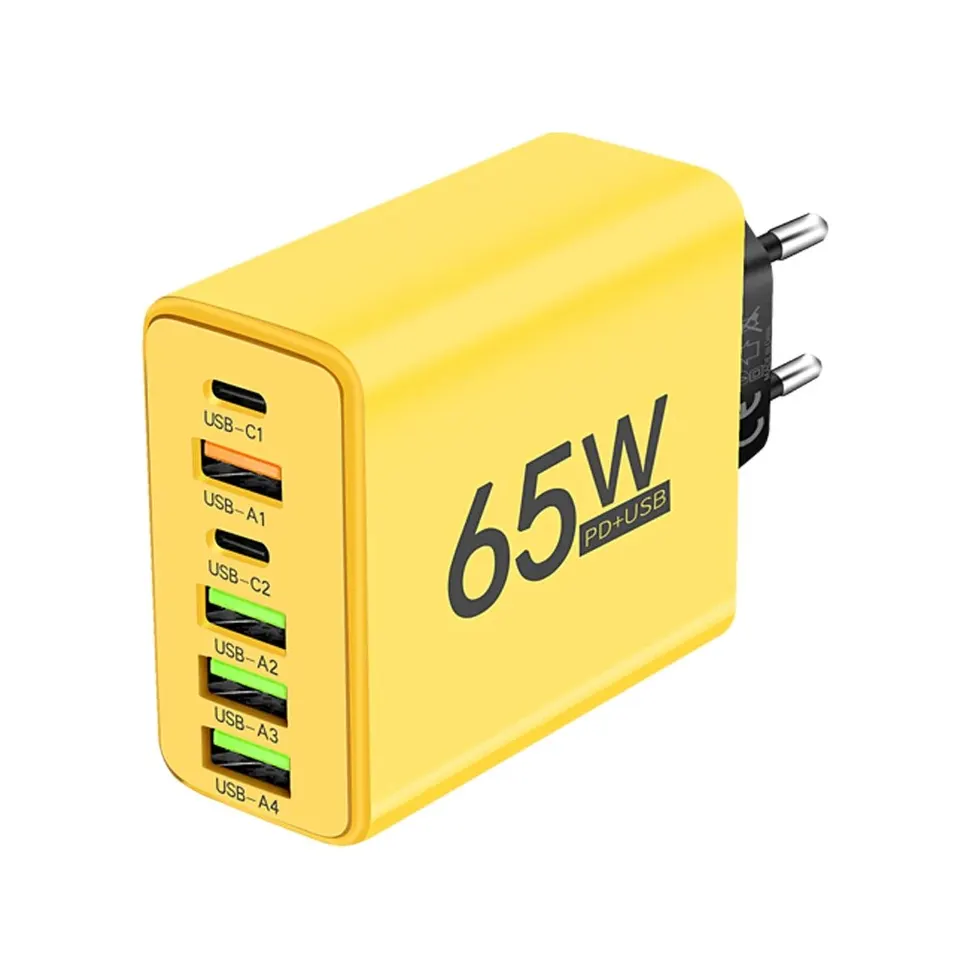65W USB C nabíjačka 6 portov rýchle nabíjacie nástenné nabíjačka pre iPhone 15 14 Pro Max Samsung Galaxy S23 Xiaomi 14 nabíjačku mobilných telefónov
