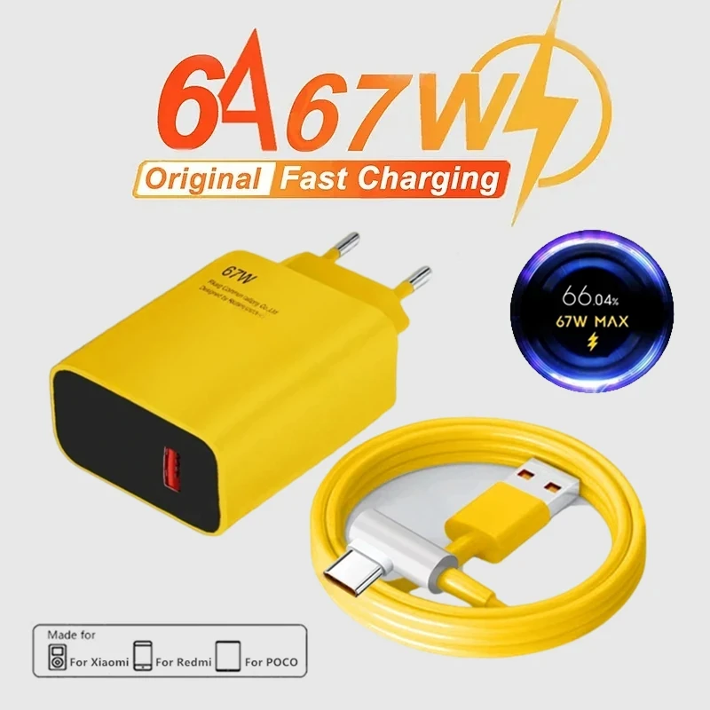 67 W max Super rýchla nabíjačka Gan Power 6A Cable Type-C Rýchly nabíjanie použiteľné pre Xiaomi 11 12 13 14 Ultra Redmi Note 67W nabíjačka