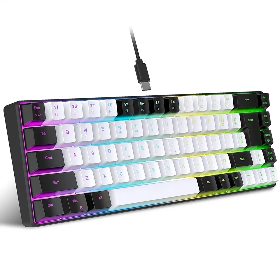 68 klávesov Herná klávesnica Gamer Mechanical s klávesnicou podsvietenia RGB pre počítačový počítačový počítačový počítač Káčke pre prenosný počítač