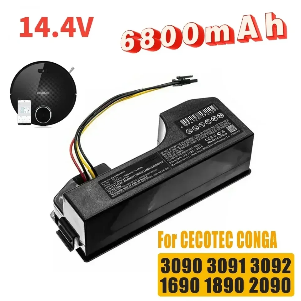 6800 mah Conga 3090 VACUUM CLEAMER batéria pre CECOTEC CONGA 3090 3091 3092 VACEUM CLEAMER Príslušenstvo výmena 14.4V LI ION