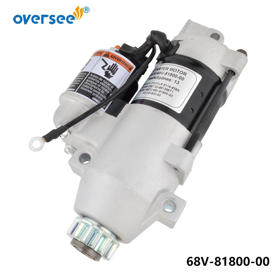68V-81800 Štartovací motor pre Yamaha Outboard 4T F115TJR F115TLR; S114-838a/b/c; ortuť 50-881368t; 50-881368T1; 50-881368T2