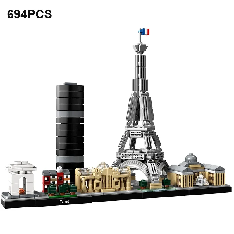 694ks Construction City Series Eiffel Tower Paríž Skyline Building Set Building Blocks Toy Kids Detské vzdelávanie Budov