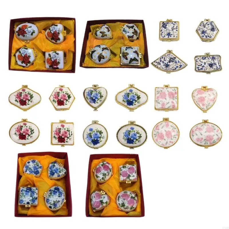 69HB 4ks Zhromaždenie porcelánových drobností krabica keramické náušnice Ring Organizátor