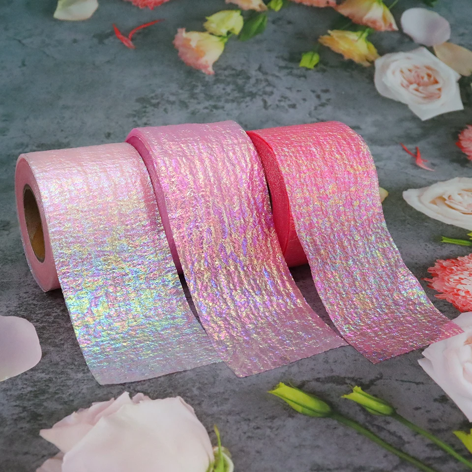 6cm 25Yards Iridescent Tulle Glitter Ribbon Crepe Crepe Organza tkanina remese