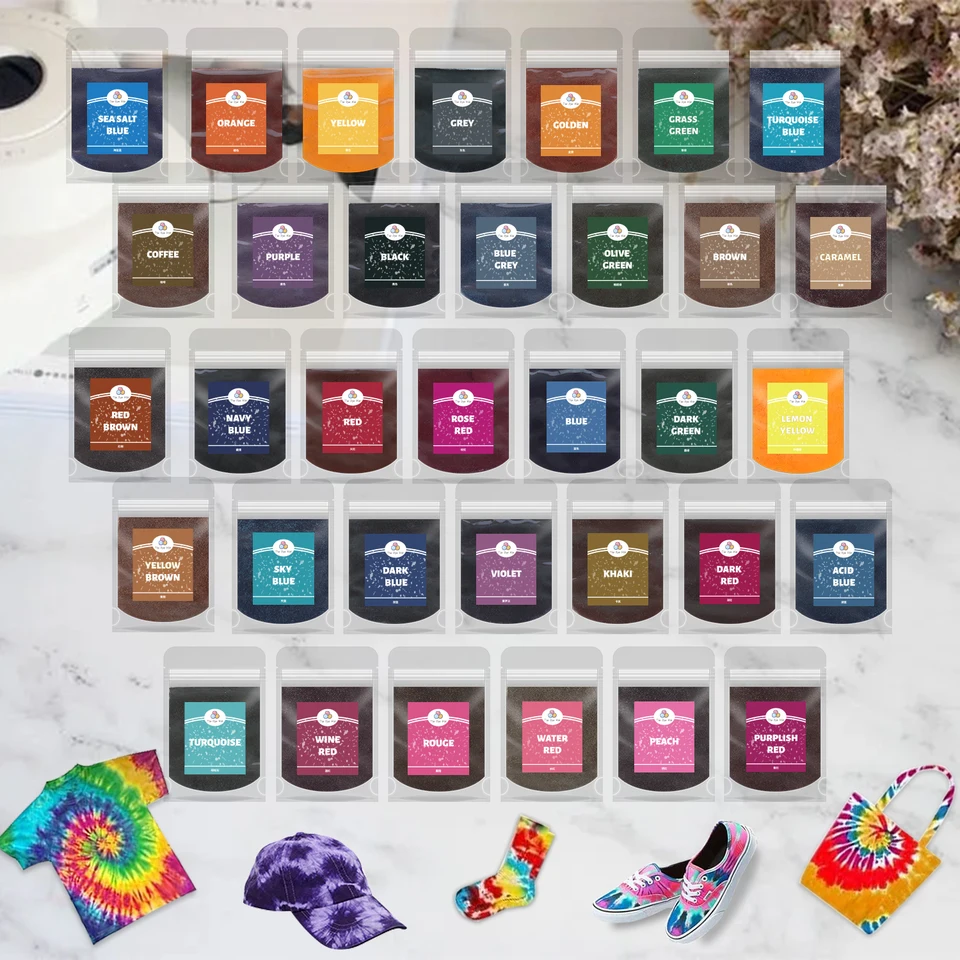 6Color/Set Table Farber Prášok 10g/taška na rekonštrukciu odevov farbenie bielizne džíns