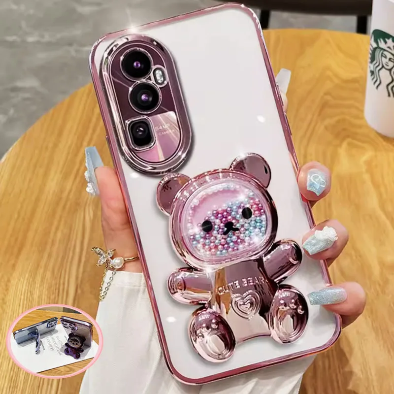6D medvedí držiak na pokovovanie telefónu Držiteľ pre prípad Huawei Honor 90 Lite Honor90 70 80 60 50 Magic 6 5 4 3 Pro Gt SE Clear Stand Cover