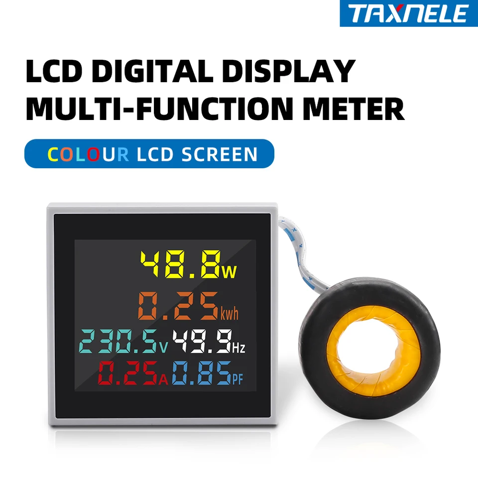 6in1 digitálny displej Voltmeter Ammeter prúdový napätie frekvencia energie Meter striedavec 100a kwh signálny svetlo lndicator 22 mm