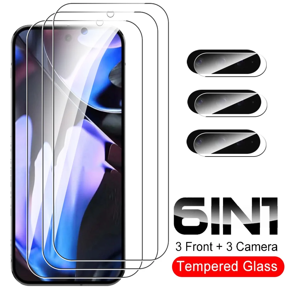 6in1 Temperované sklo pre Google Pixel 9 Pro XL Ochrana obrazovky Pixel9 Pixel 8a 8 7 6 A 9 Pro XL Pixel9pro 5G sklo